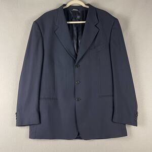 Luciano Carreli Wool Blazer Sport Coat Mens 46R Blue Super 120s Career Italy